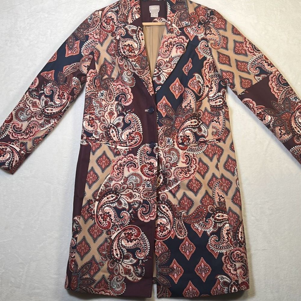 Chico’s paisley‎ peacoat jacket-women’s size 4